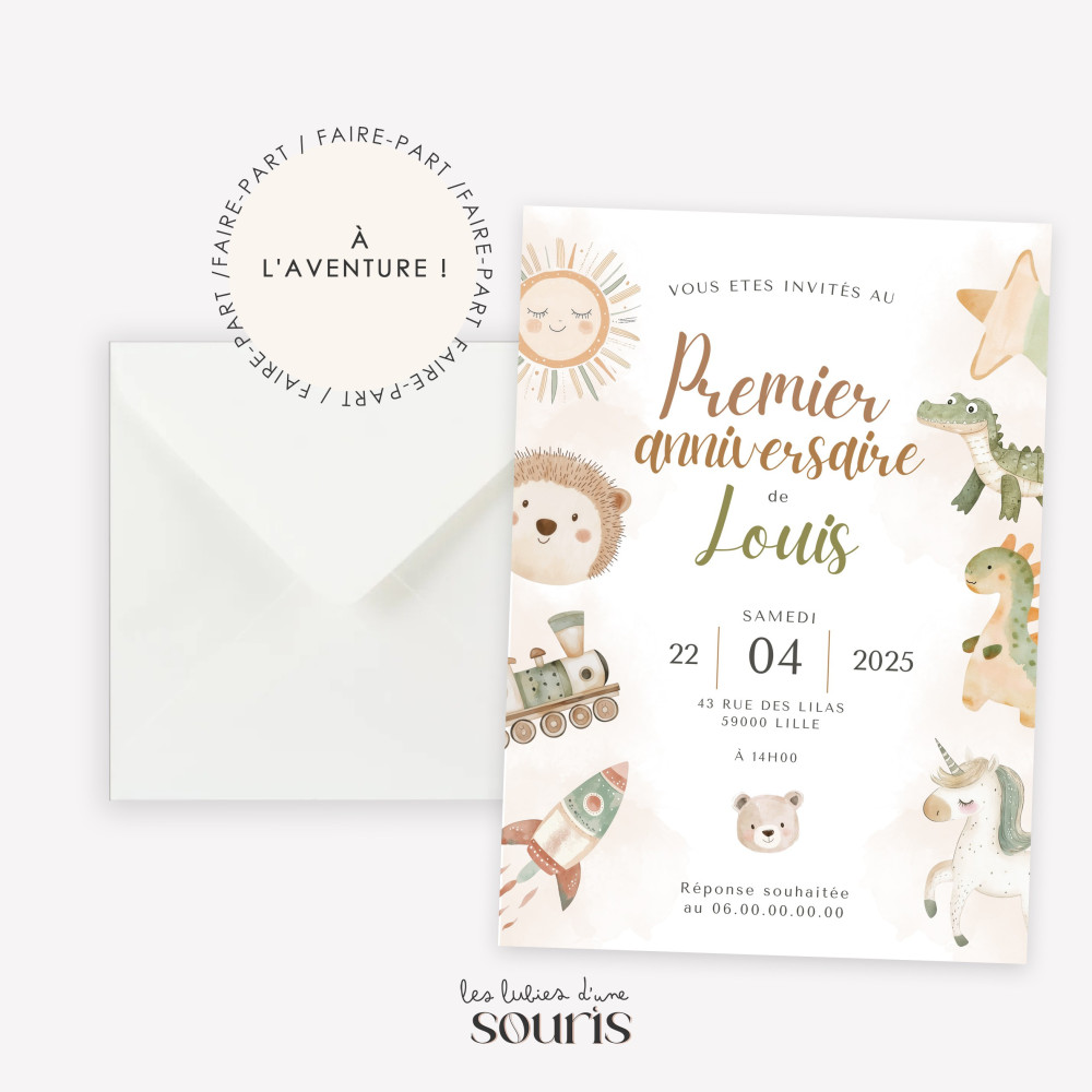 ★ Invitation & Faire part | Format carte postale | A l'aventure !