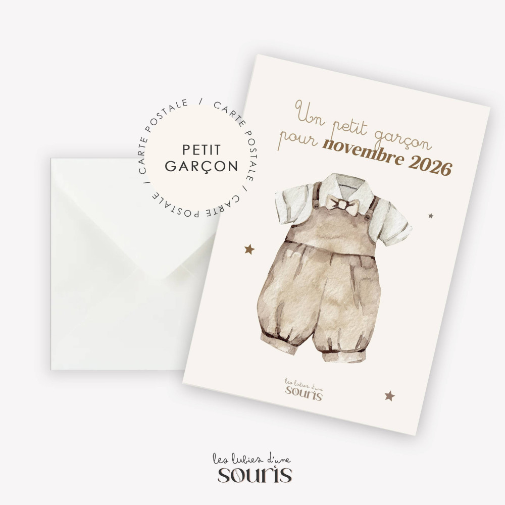 ★ Carte d’annonce garçon – Devinez qui arrive bientôt ! 