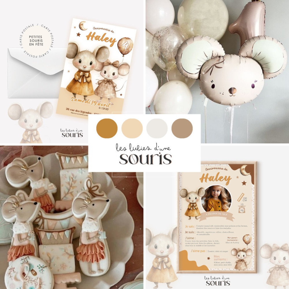 ★ Affiche anniversaire/baptême - Petites souris en fête