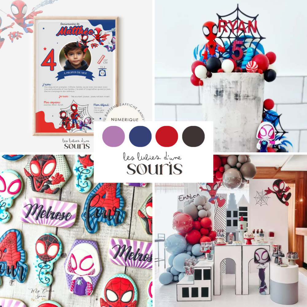 ★ Affiche anniversaire/baptême - Spidey et ses amis