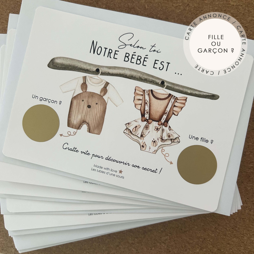 ★ Carte à gratter - annonce sexe du bébé - Fille ou garçon ?