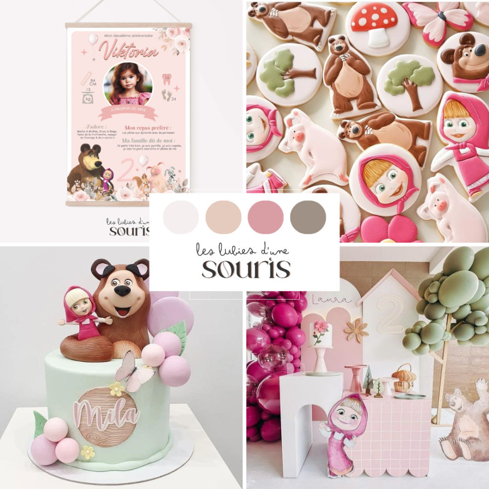 ★ Affiche anniversaire/baptême - Masha et Michka