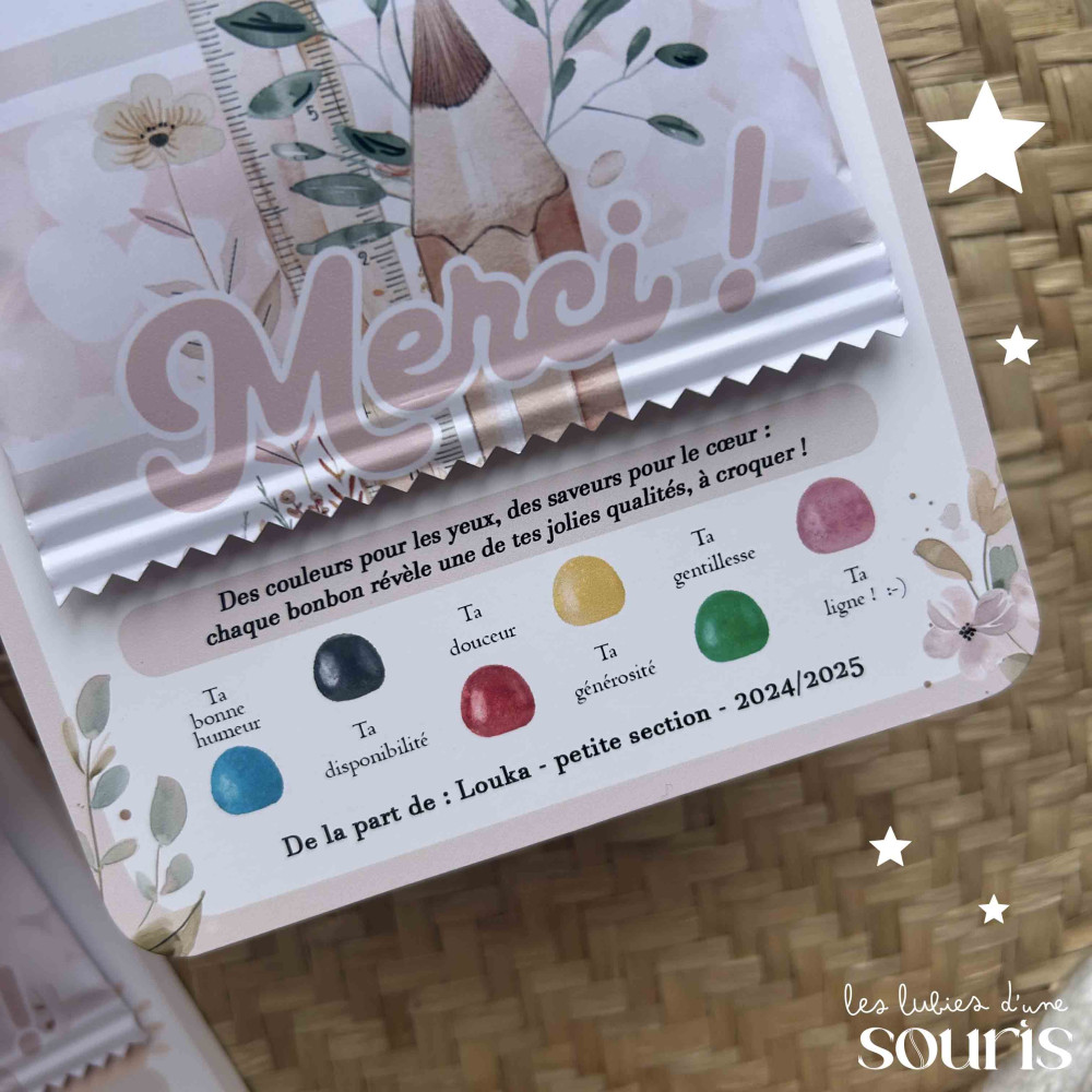 ★ Cadeau de fin d'année | Trésors d’école | Sachet de bonbons