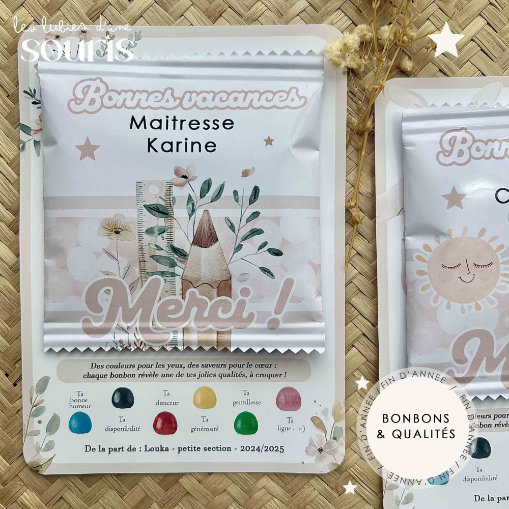 ★ Cadeau de fin d'année | Trésors d’école | Sachet de bonbons