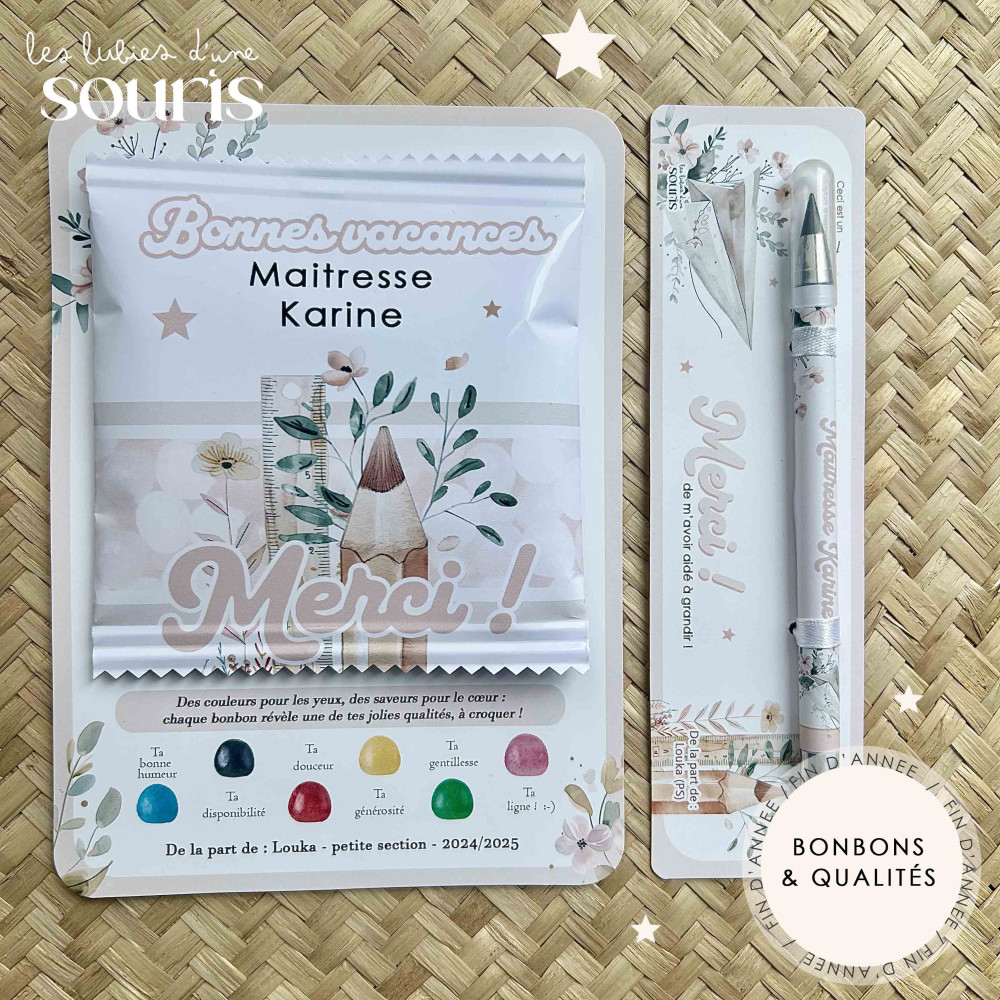 ★ Cadeau de fin d'année | Trésors d’école | Sachet de bonbons