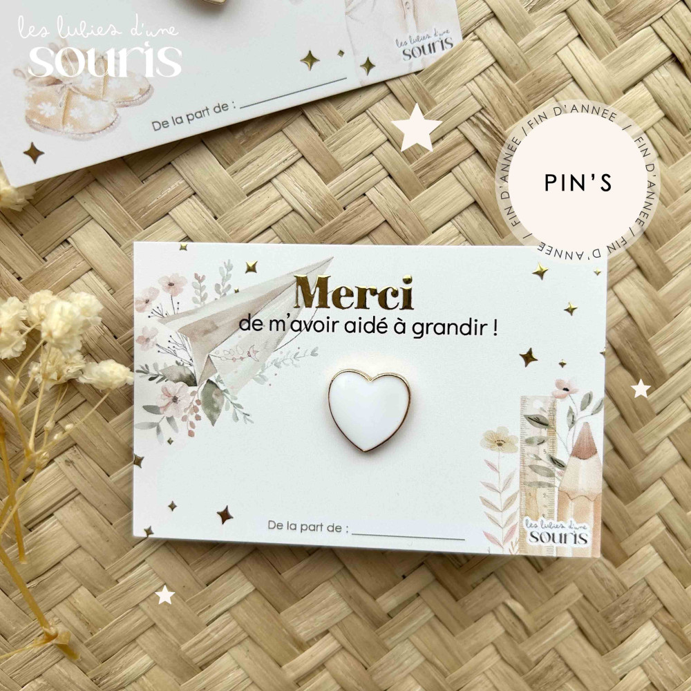 ★ Cadeau de fin d'année | Trésors d’école | Pin's coeur
