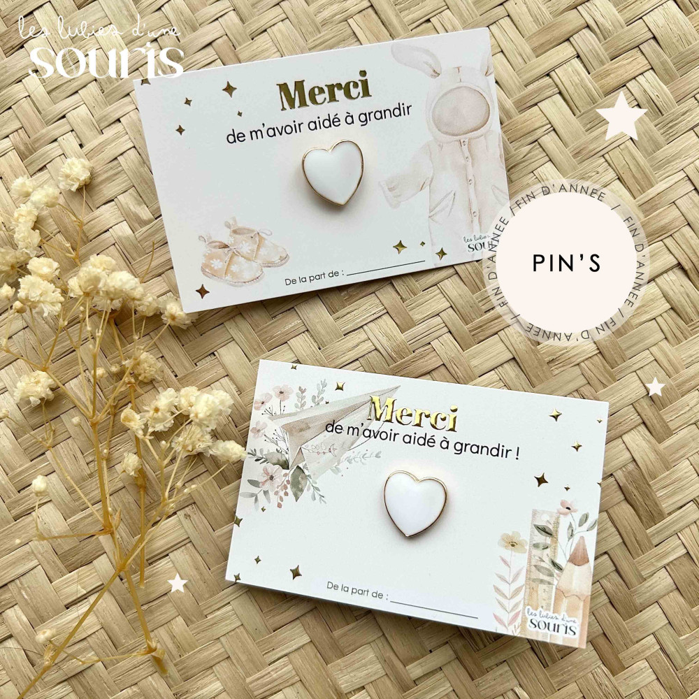 ★ Cadeau de fin d'année | Trésors d’école | Pin's coeur