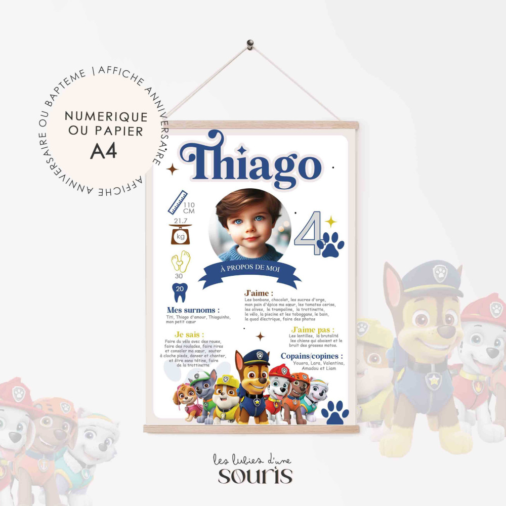 ★ Affiche anniversaire/baptême - Pat'Patrouille