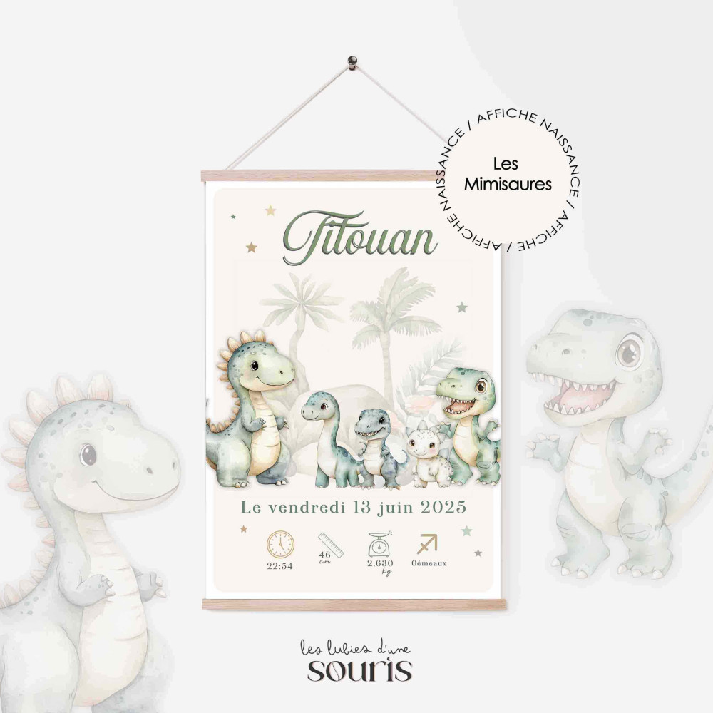 ★ Affiche naissance - Les mimi'saures