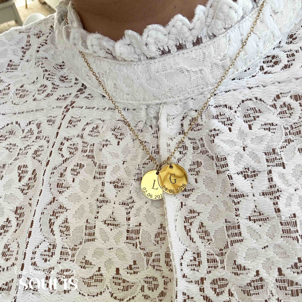 ★ Collier / AMOUR FOU / Initiale & date de naissance