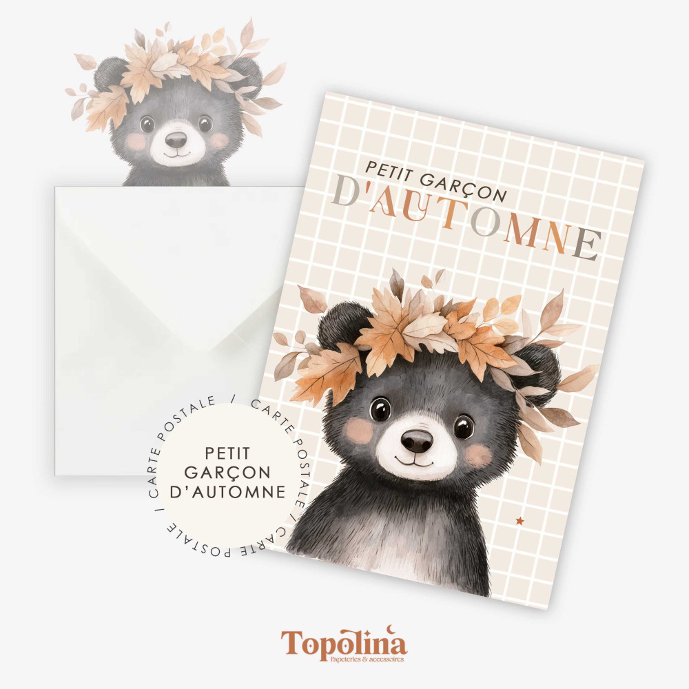 ★ AUTOMNE | Carte postale | Petit garçon d'automne