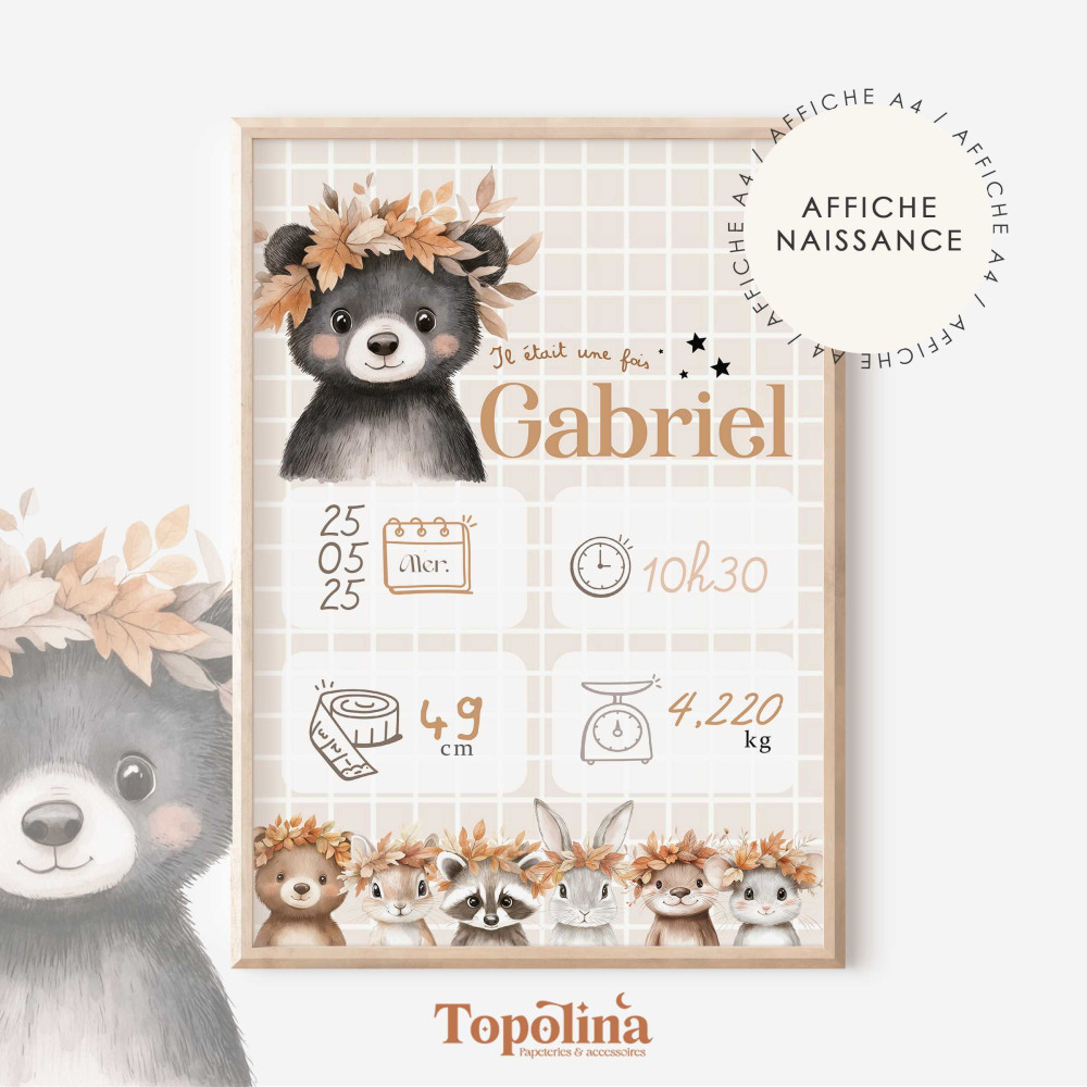 ★ Affiche naissance -  P'tits potes de la forêt