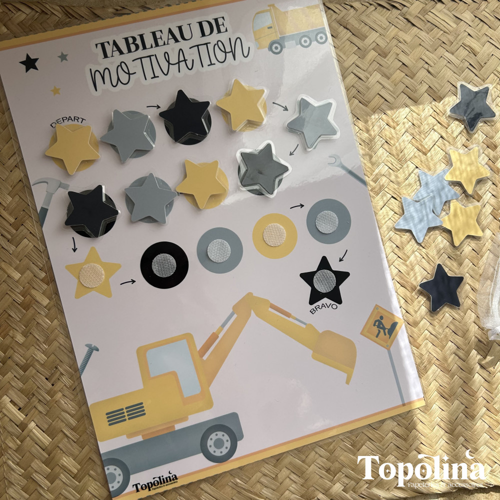 ★ Tableau de Motivation pour Enfant | Engin de chantier