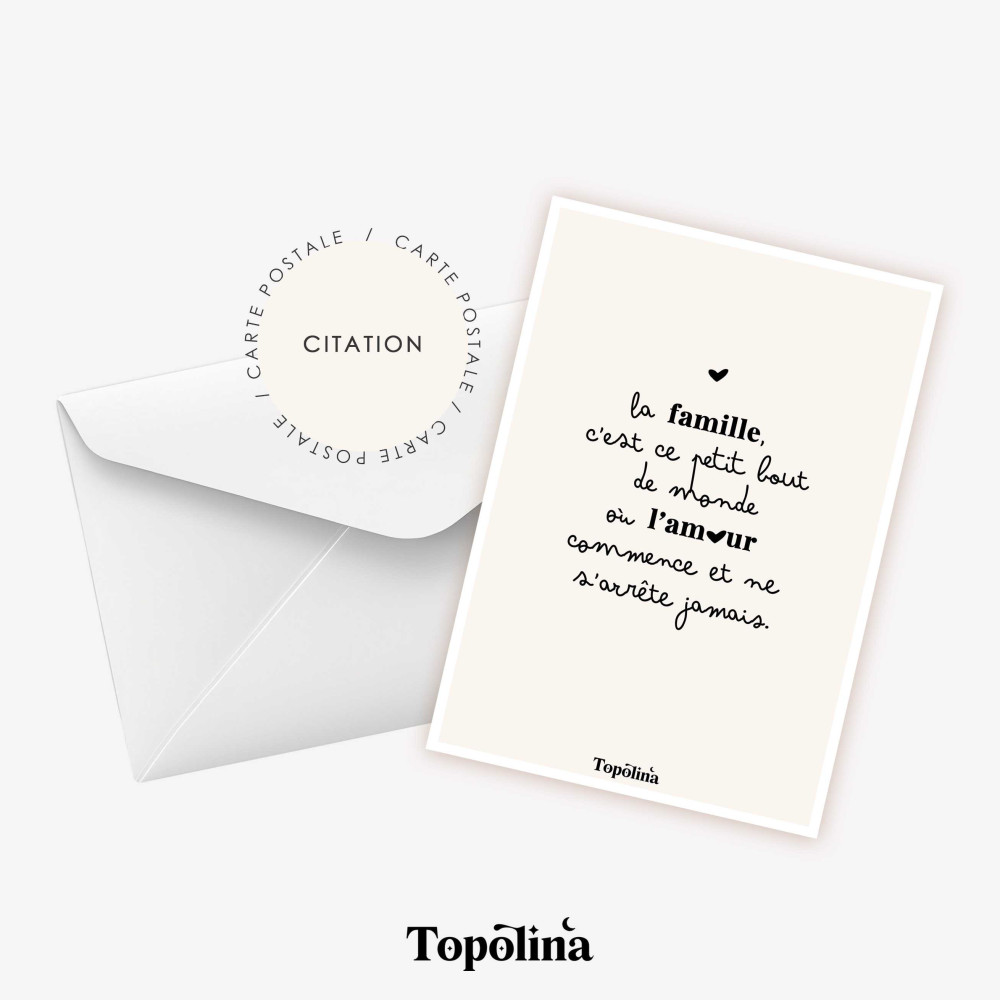 ★ Carte citation / Ta petite famille est la meilleure équipe que tu puisses avoir. 
