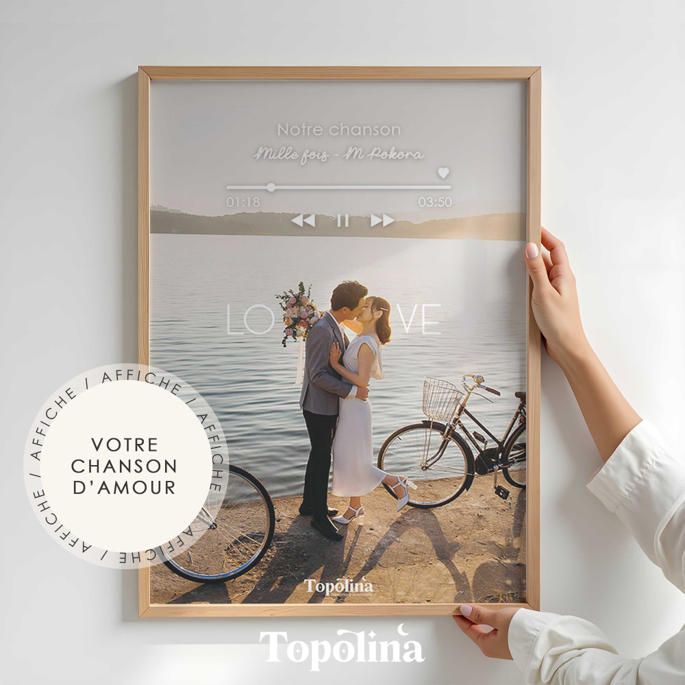 ★ Poster de musique personnalisé avec photo de couple – Cadeau d’anniversaire, de mariage ou de Saint-Valentin