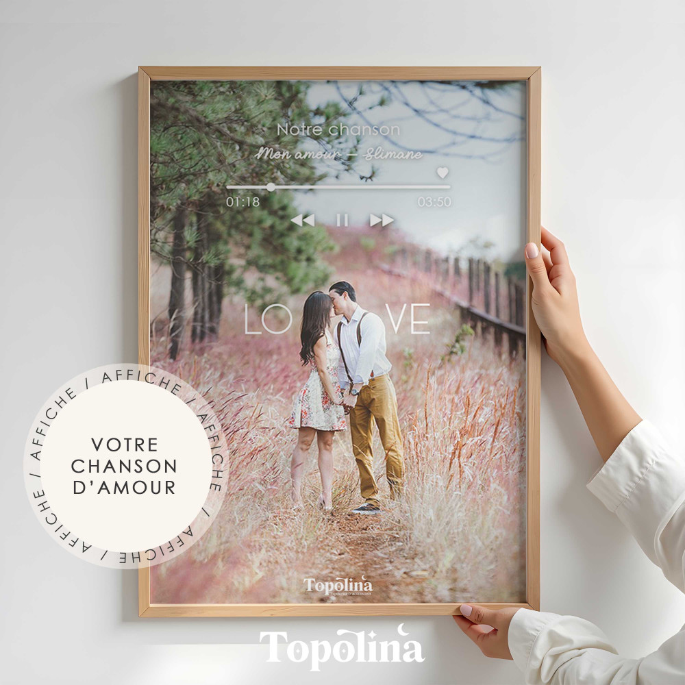 ★ Poster de musique personnalisé avec photo de couple – Cadeau d’anniversaire, de mariage ou de Saint-Valentin