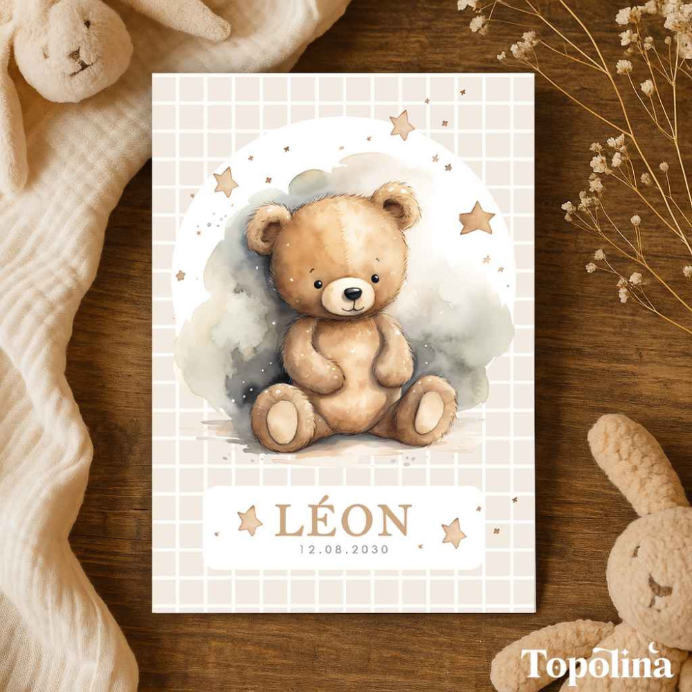 ★ Faire-part de naissance / Ourson et Étoile