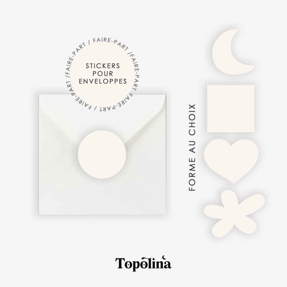 ★ Stickers pour enveloppes (x4) | Forme au choix |Sur mesure