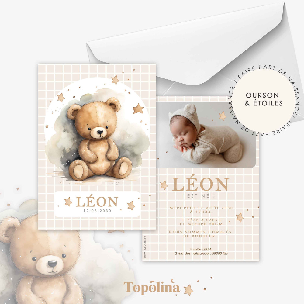 ★ Faire Part naissance | Carte postale | Sur mesure