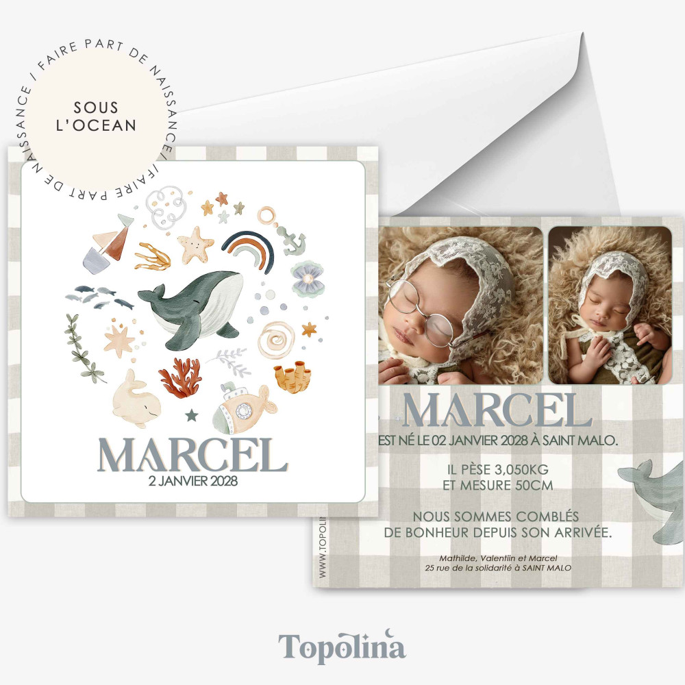 ★ Faire-part de naissance / Sous l'océan