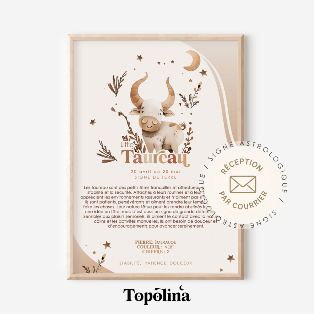 TAUREAU ★ Affiche Astrologique – Découvrez la Magie des Étoiles ! 