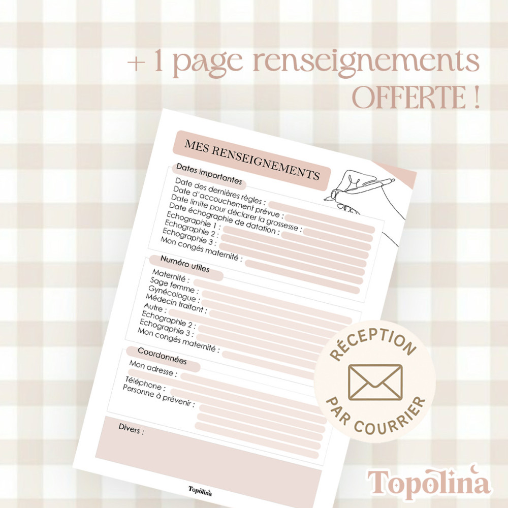 Page de garde grossesse – Classeur maternité organisé | Suivi de grossesse