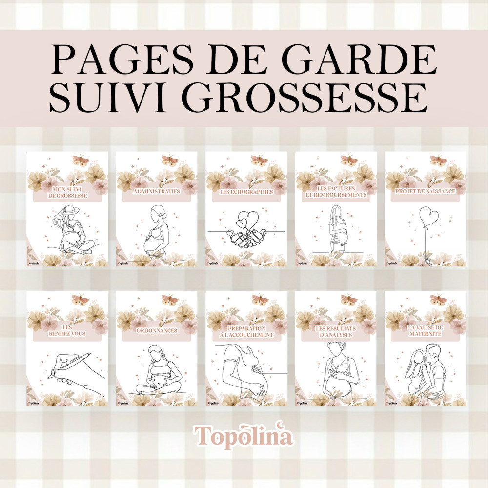Page de garde grossesse – Classeur maternité organisé | Suivi de grossesse