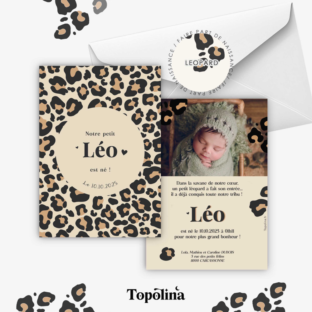 ★ Faire-part de naissance / Léopard