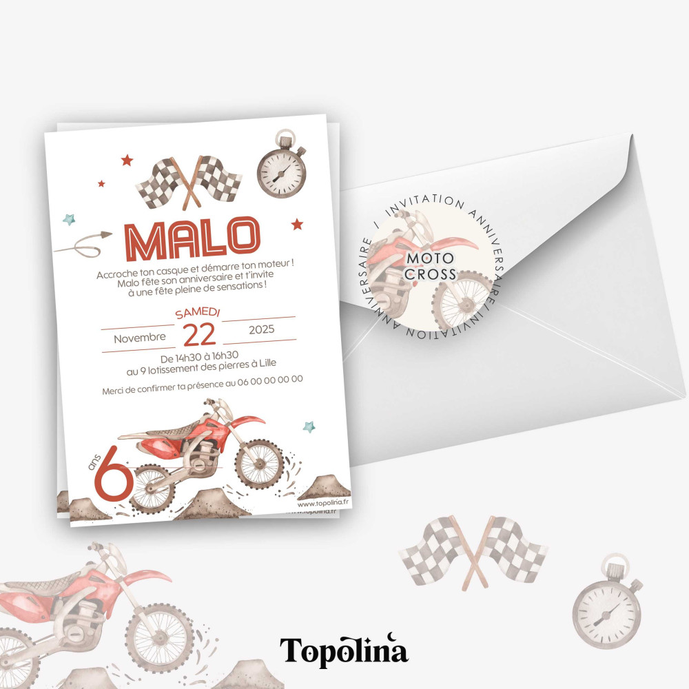 ★ Invitation & Faire part | Format A6 | Motocross
