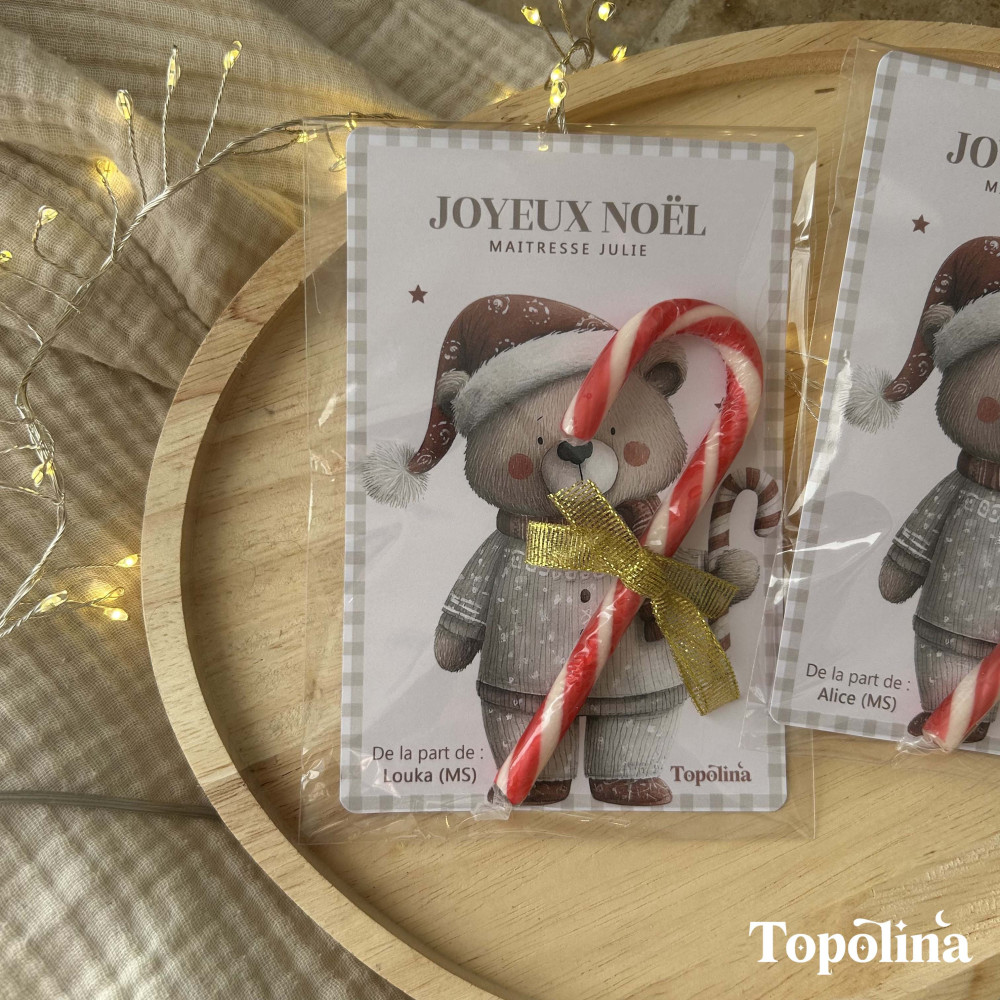 Sucre d'orge de noël - noeud doré - Le petit cadeau gourmand ! 