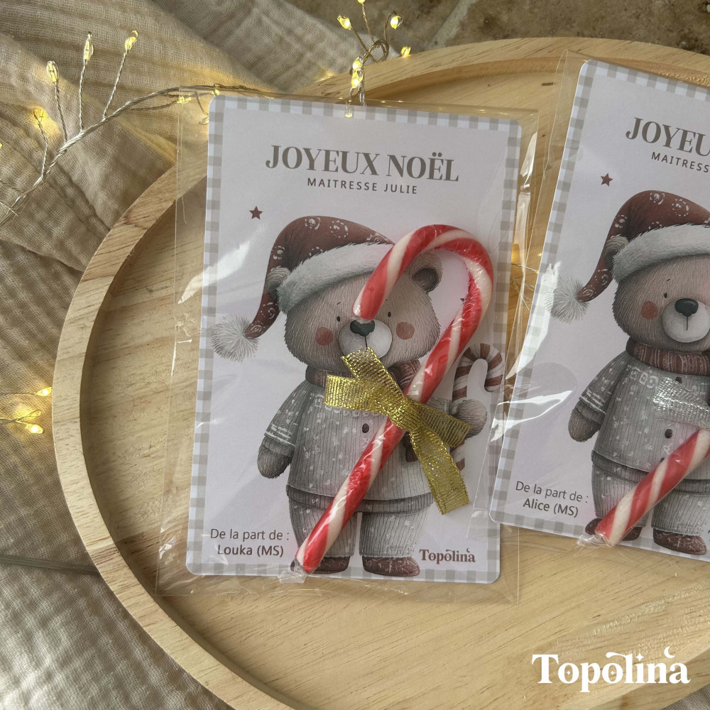 Sucre d'orge de noël - noeud doré - Le petit cadeau gourmand ! 