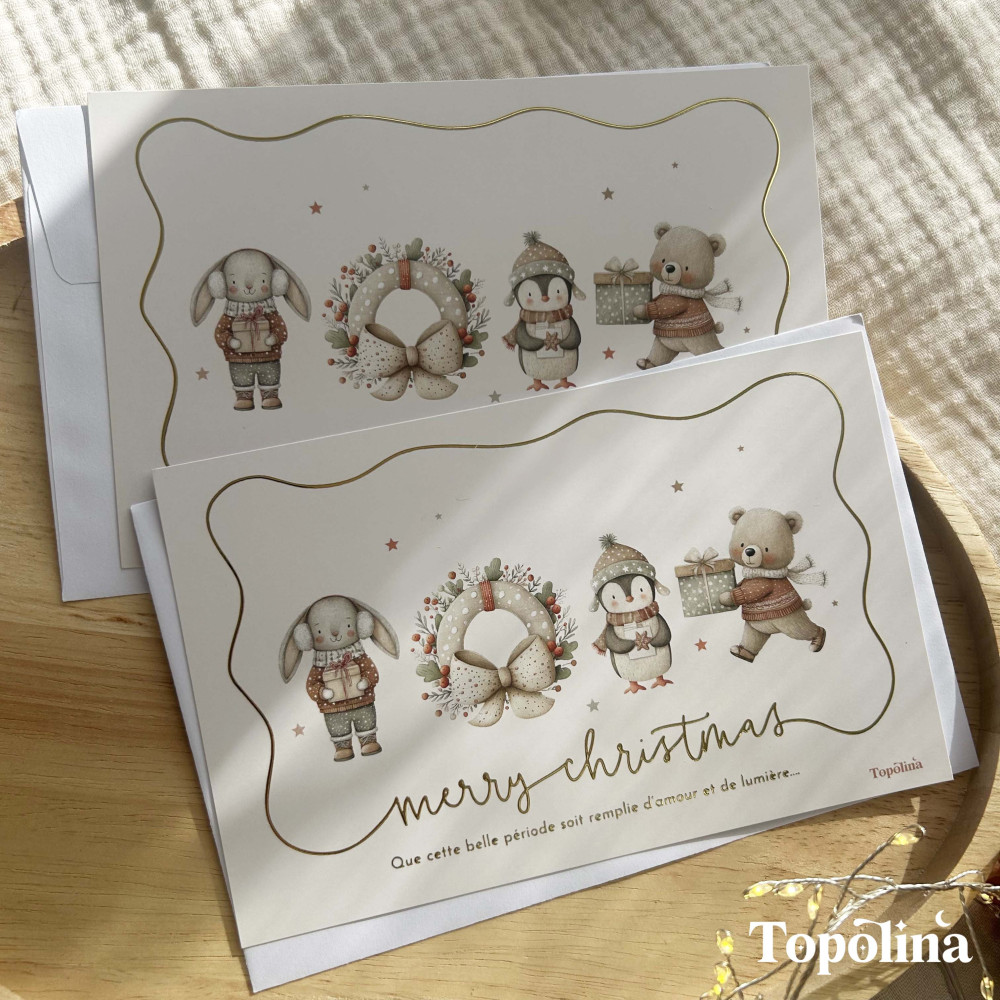 Carte Merry Christmas – Amour & Lumière pour les fêtes