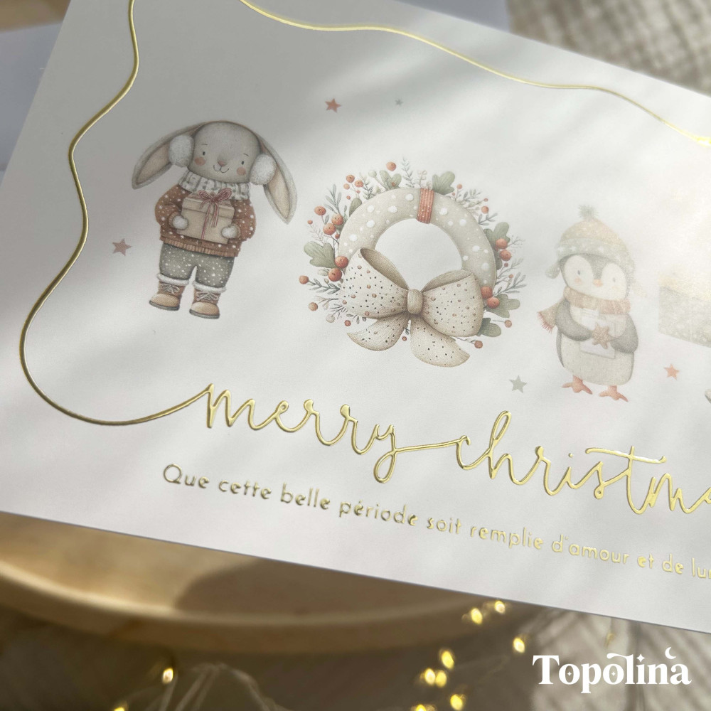 Carte Merry Christmas – Amour & Lumière pour les fêtes