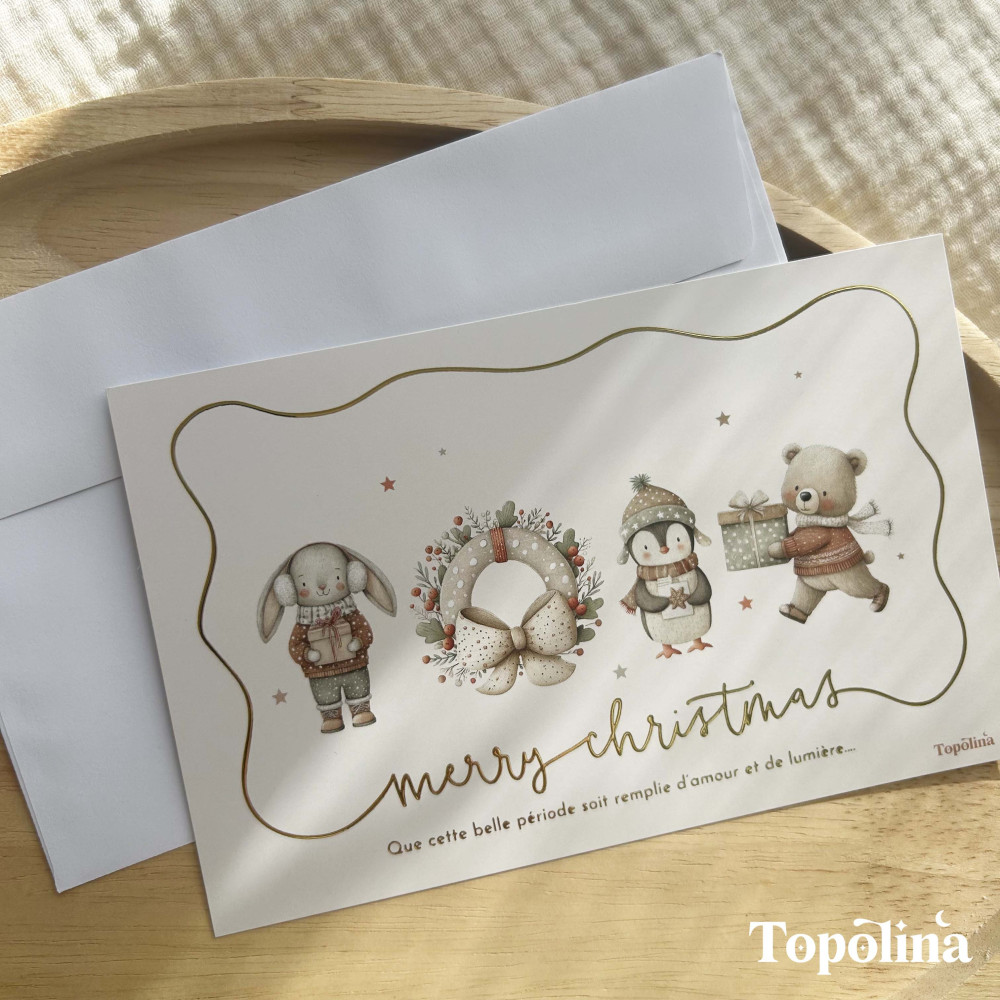 Carte Merry Christmas – Amour & Lumière pour les fêtes