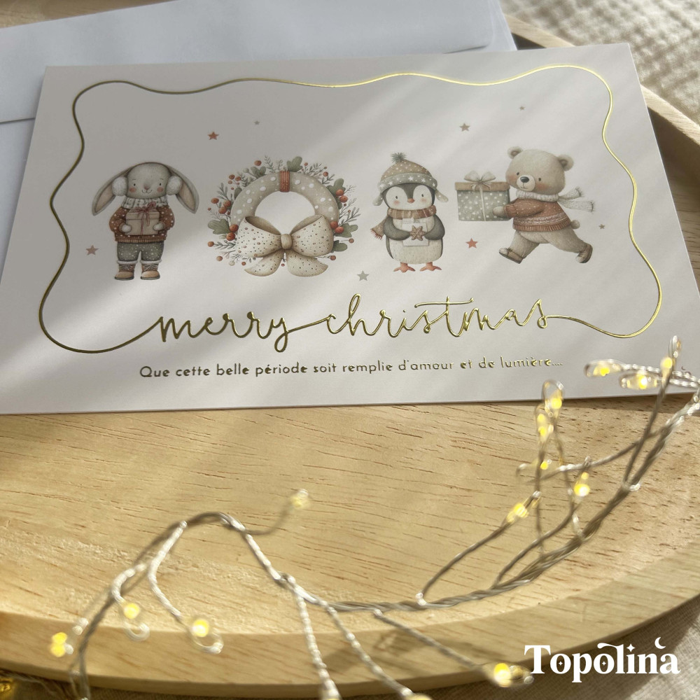 Carte Merry Christmas – Amour & Lumière pour les fêtes