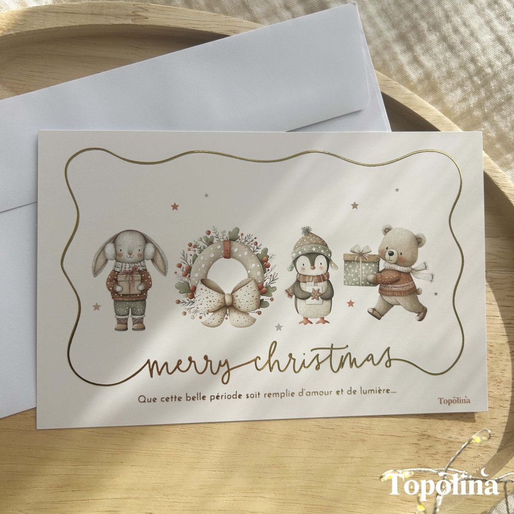 Carte Merry Christmas – Amour & Lumière pour les fêtes