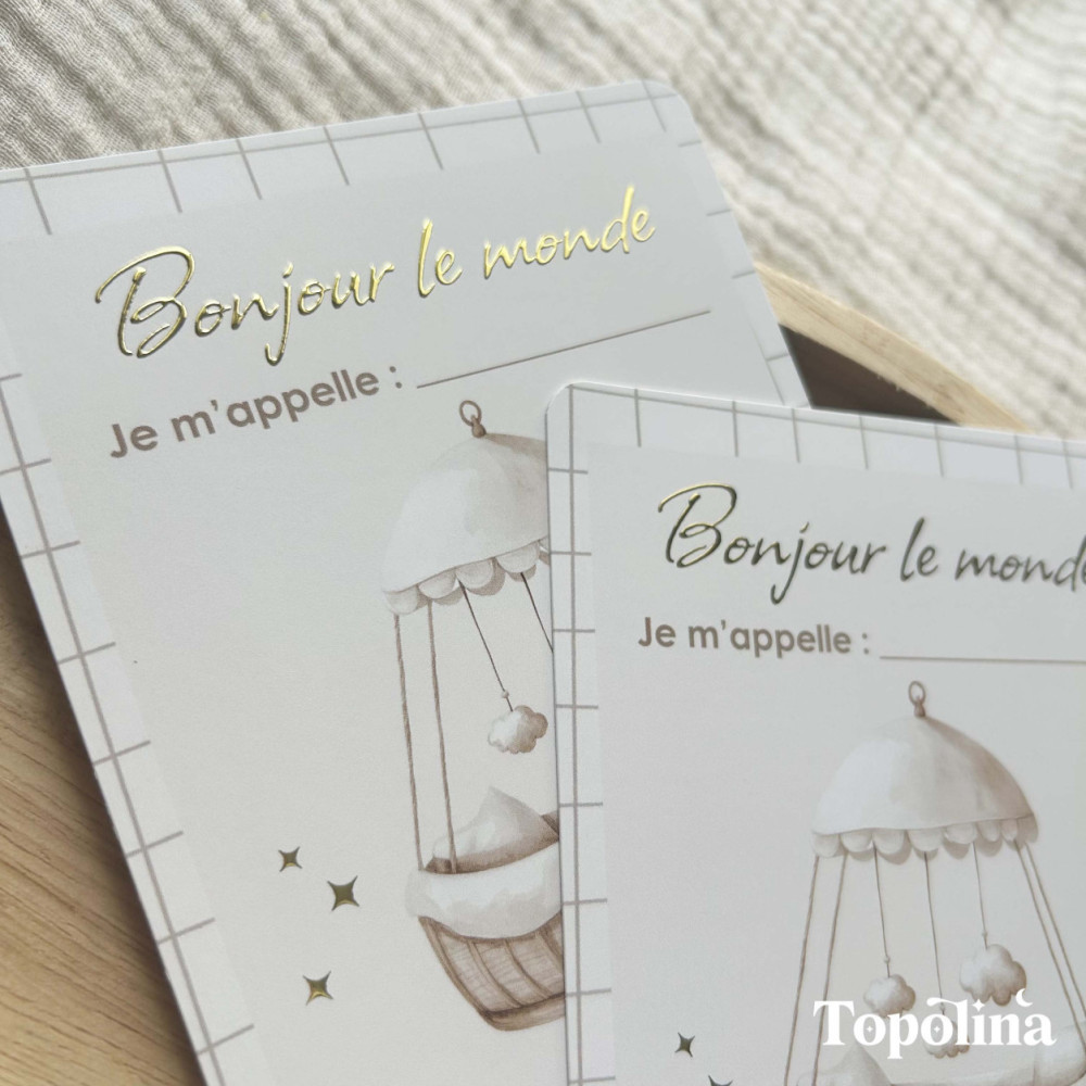 Carte annonce naissance & souvenir personnalisée – Garçon | Topolina