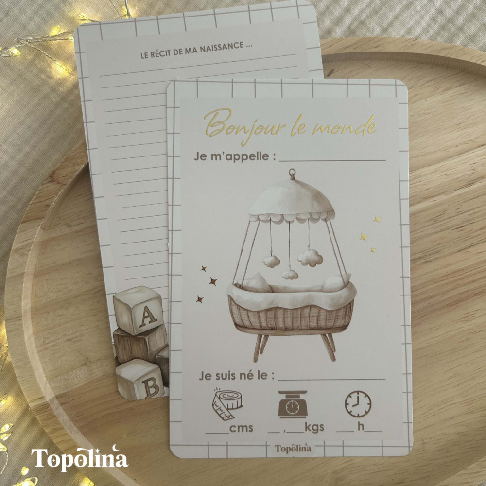 Carte annonce naissance & souvenir personnalisée – Garçon | Topolina