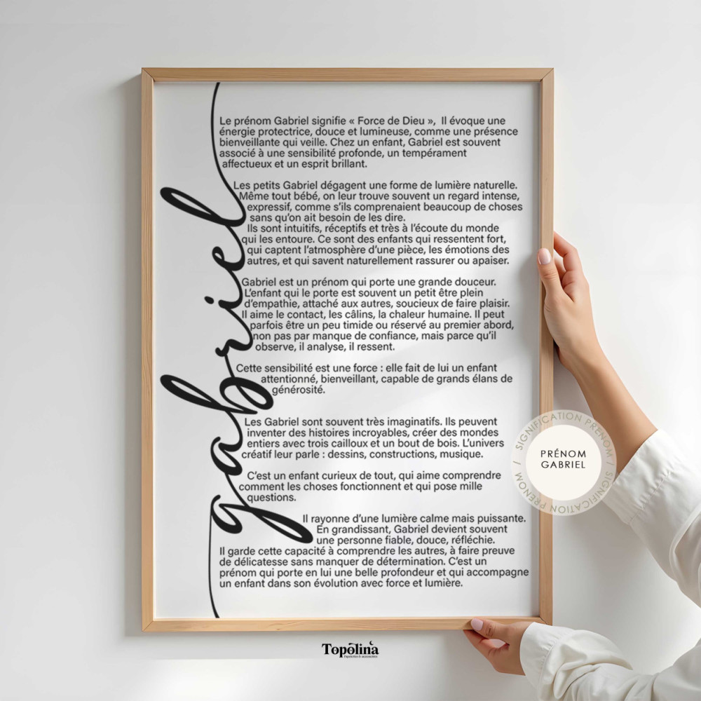 Affiche Signification Prénom Minimaliste – Cadeau Personnalisé et Poétique
