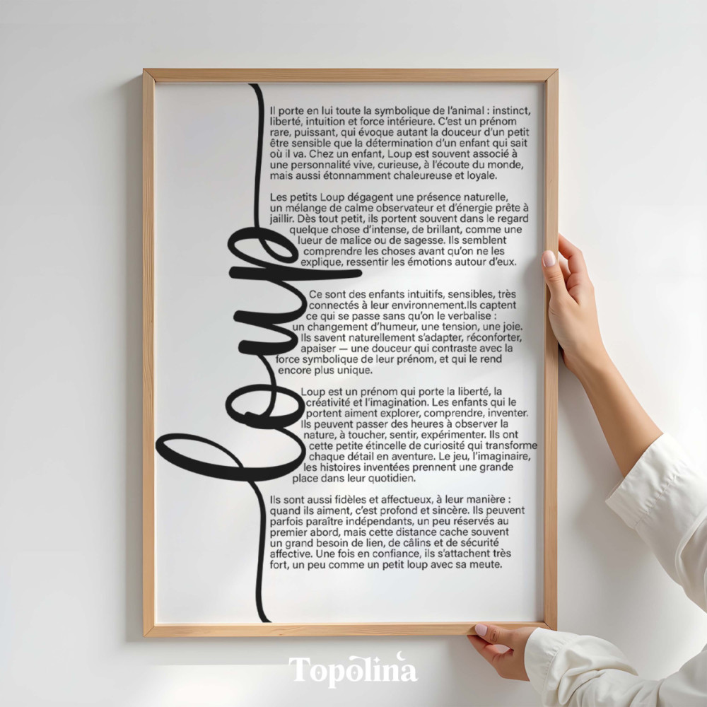 Affiche Signification Prénom Minimaliste – Cadeau Personnalisé et Poétique