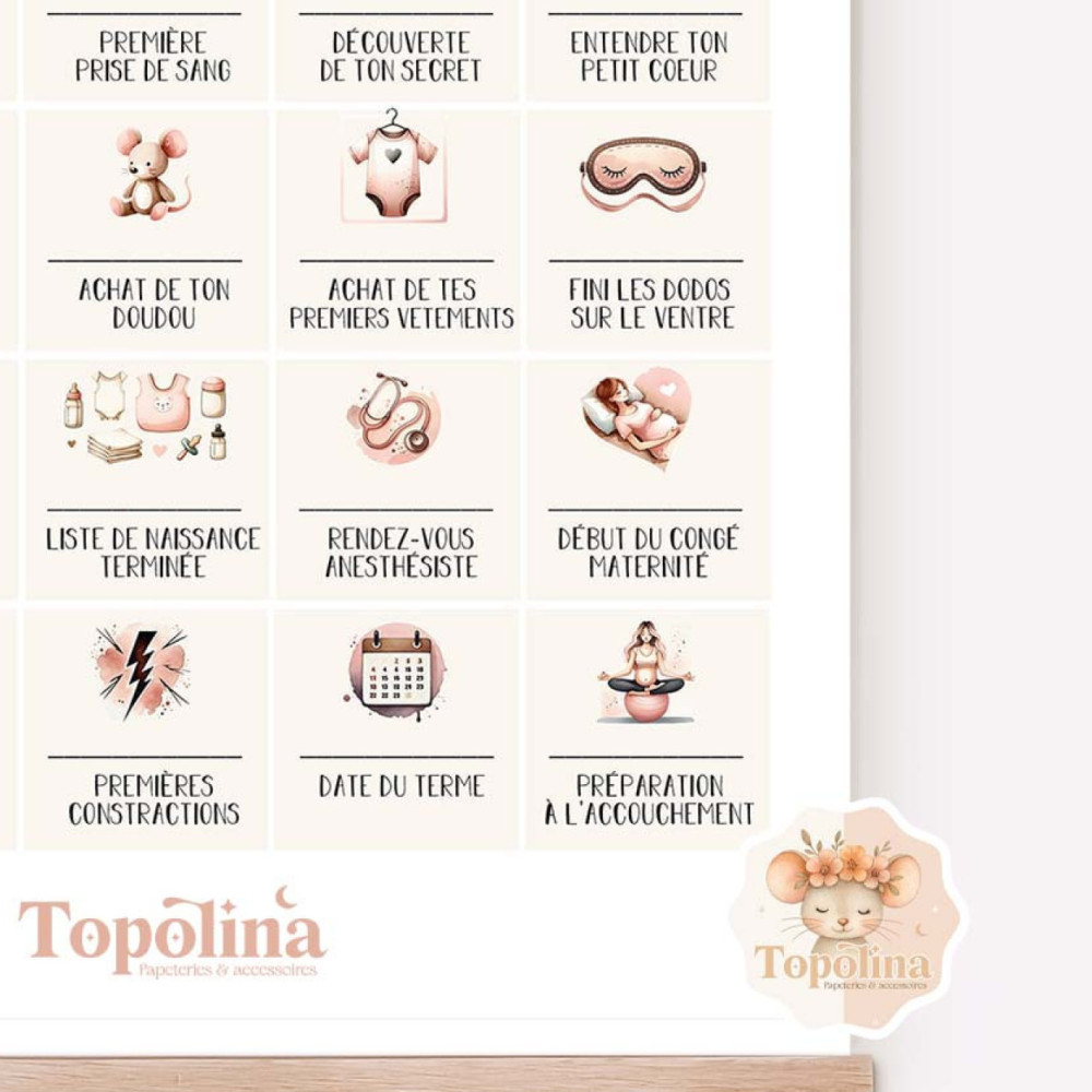 Affiche : Les dates de ma grossesse - Poster grossesse personnalisé & souvenir future mama