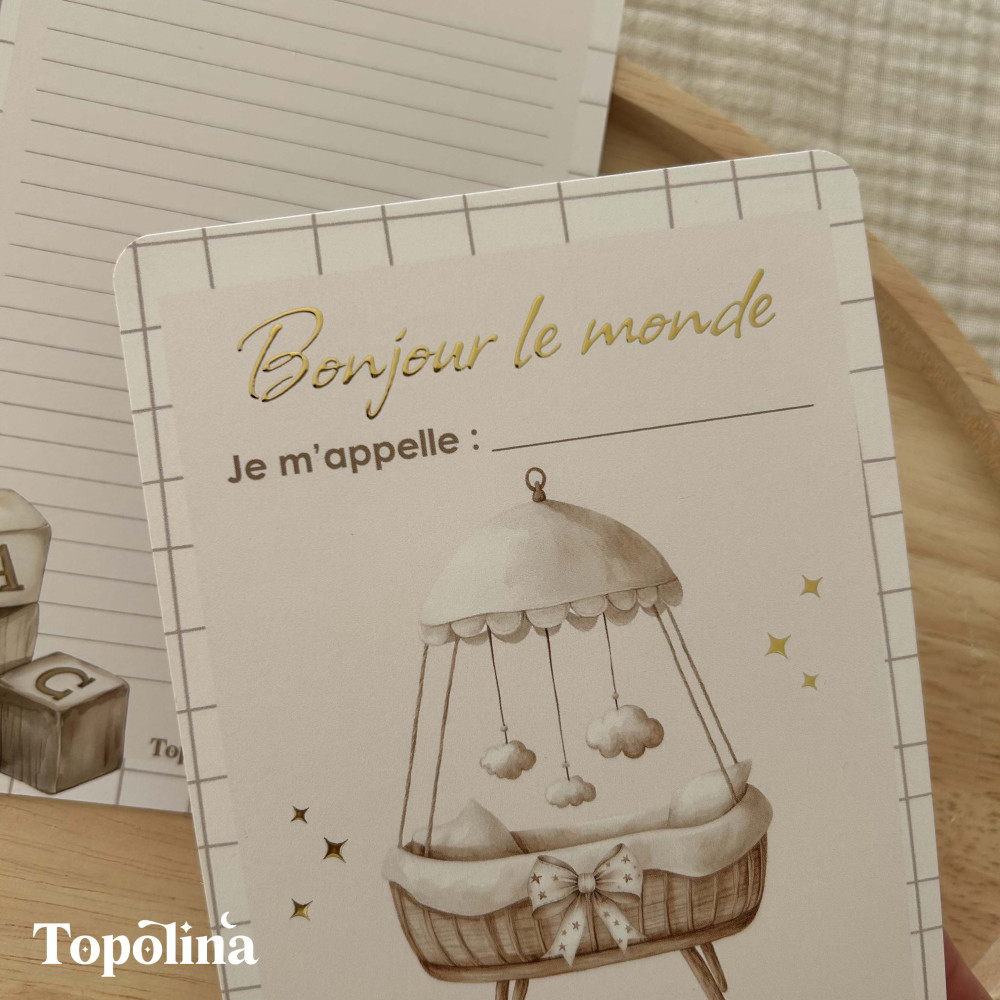 Carte annonce naissance & souvenir personnalisée – Fille | Topolina