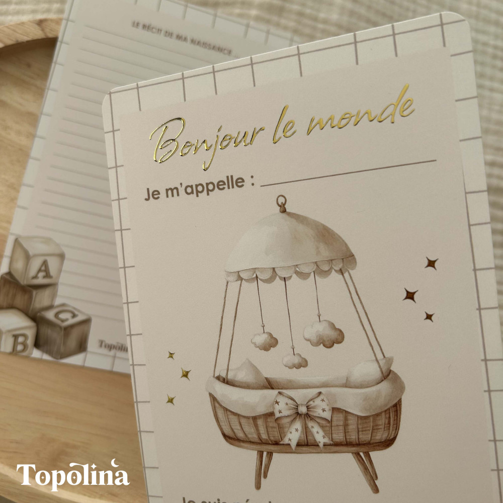 Carte annonce naissance & souvenir personnalisée – Fille | Topolina