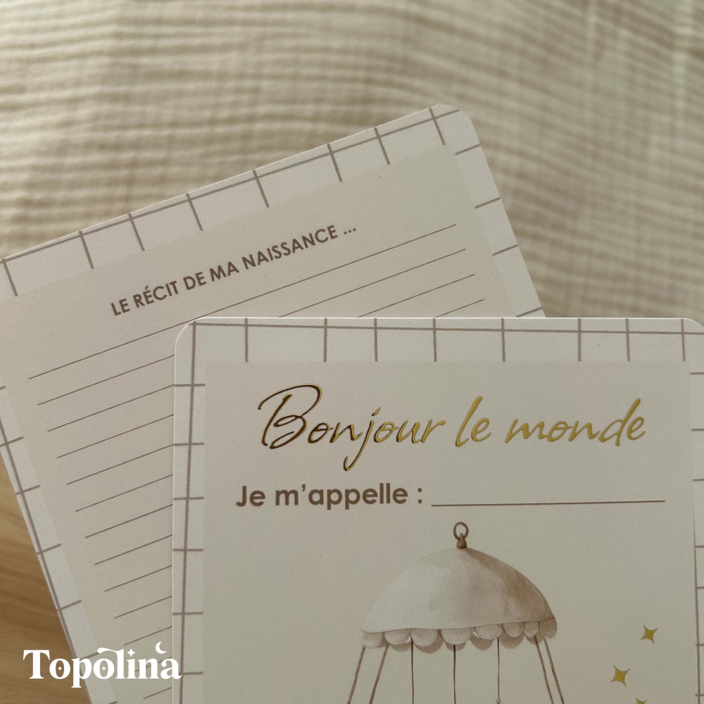 Carte annonce naissance & souvenir personnalisée – Garçon | Topolina