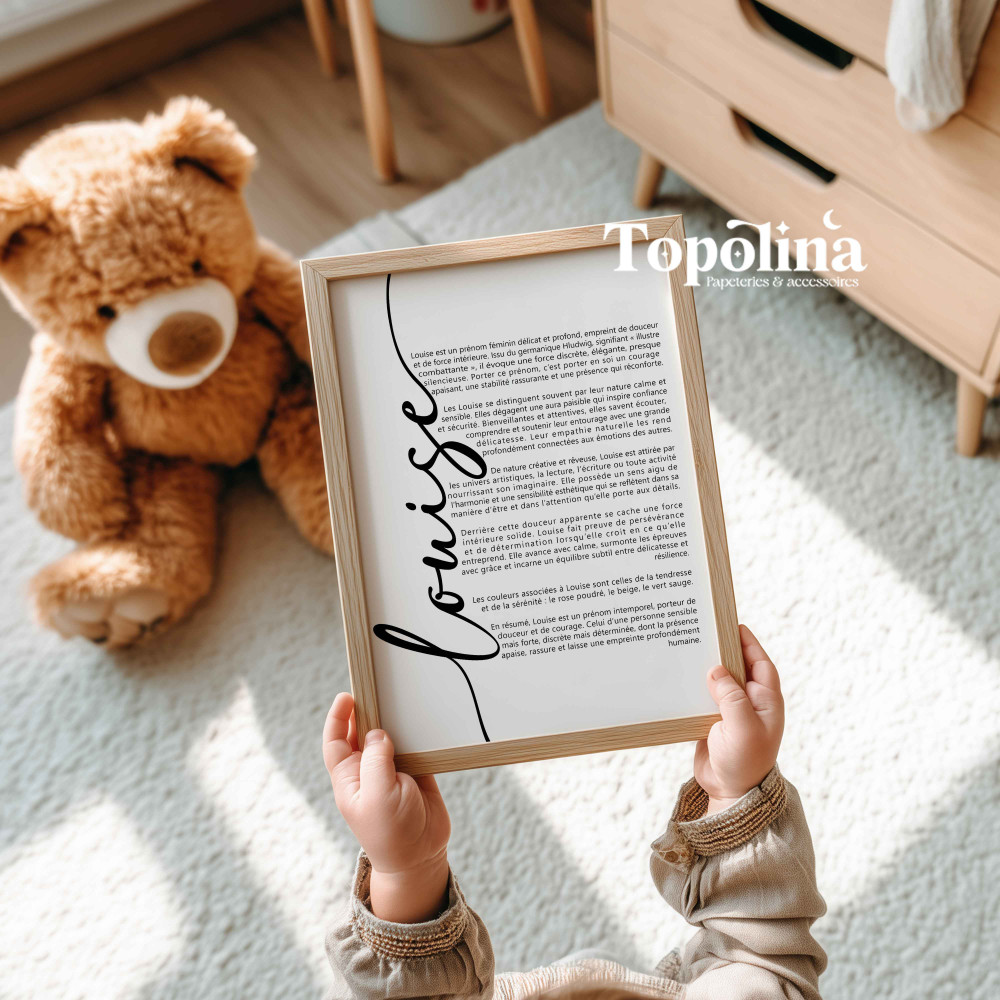 Affiche Signification Prénom Minimaliste – Cadeau Personnalisé et Poétique