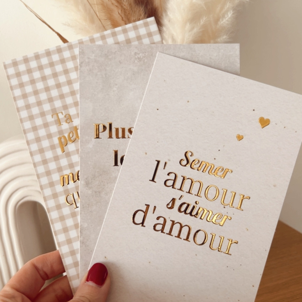 Carte citation - Semer l’amour, s’aimer d’amour – Dorure à chaud