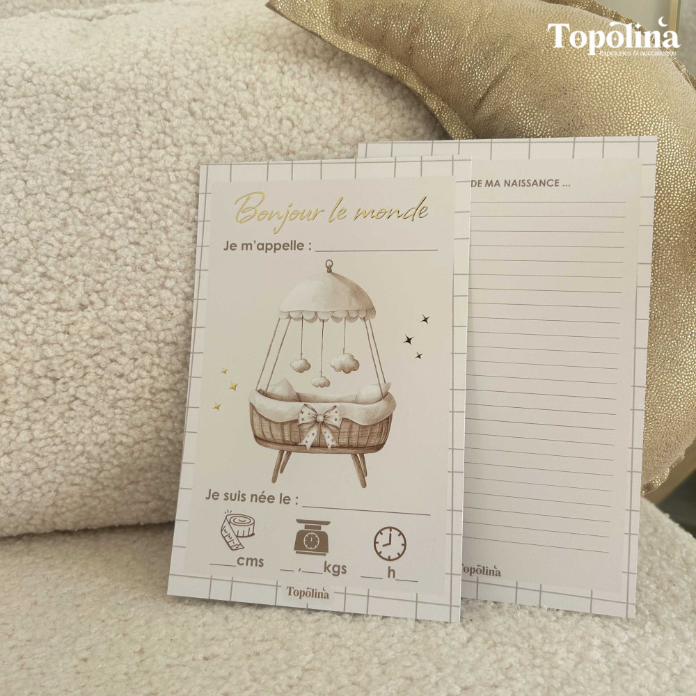 Carte annonce naissance & souvenir personnalisée – Fille | Topolina