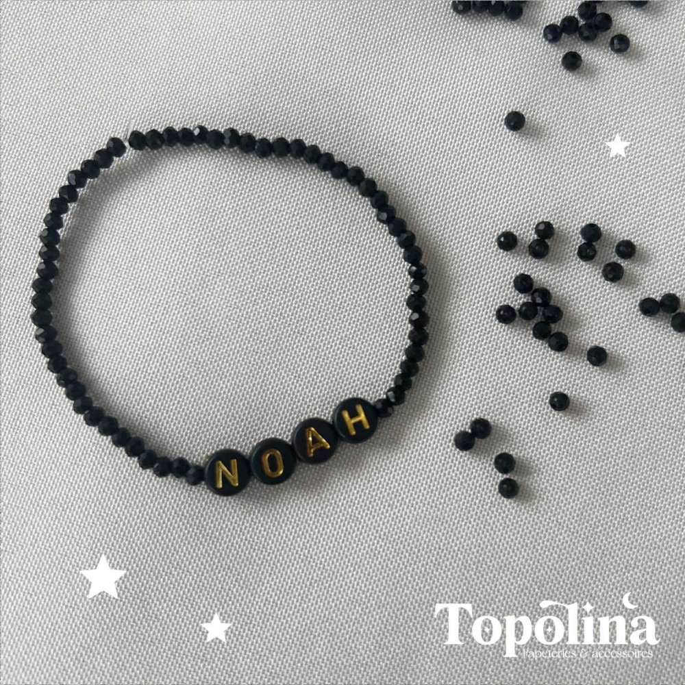 Bracelet black – Bracelet personnalisé en perles de verre