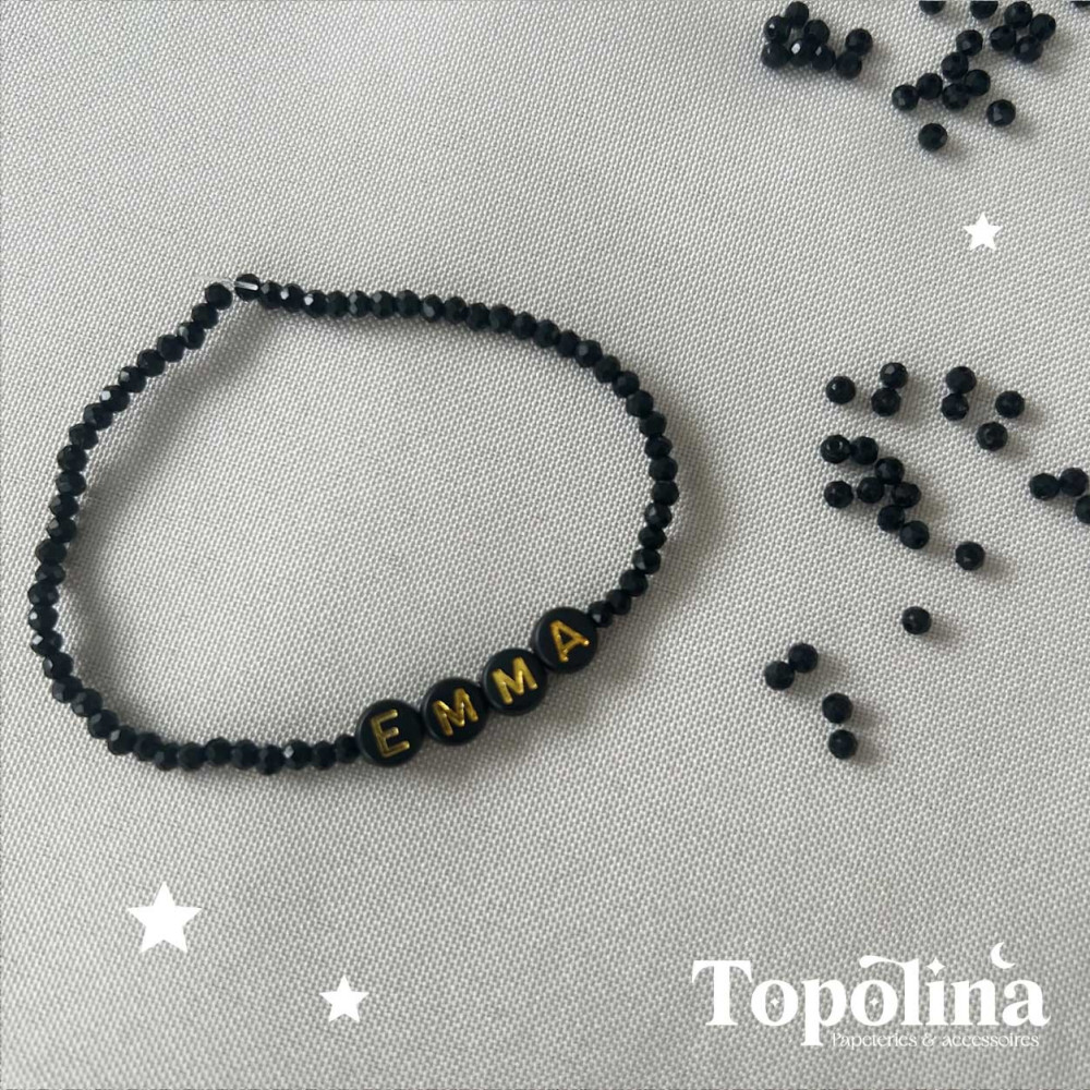Bracelet black – Bracelet personnalisé en perles de verre