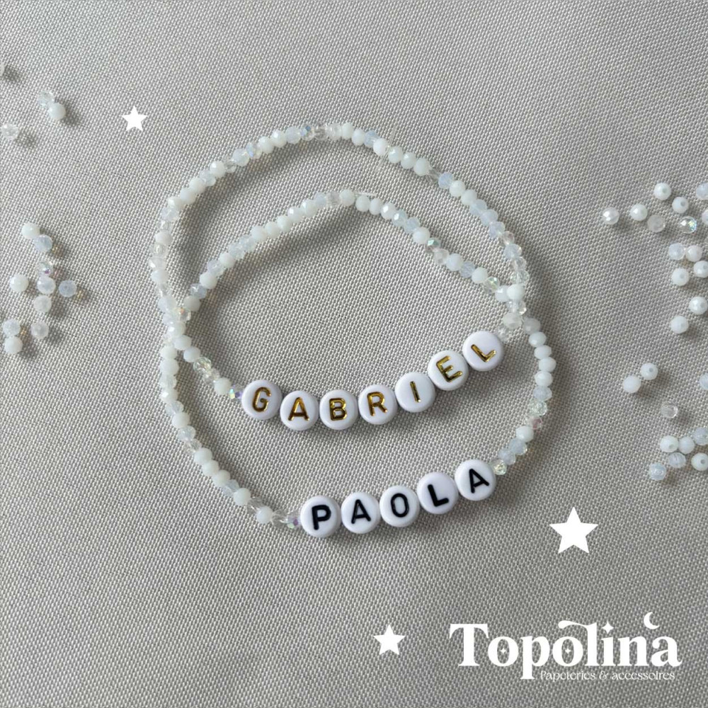 Bracelet blanc – Bracelet personnalisé en perles de verre